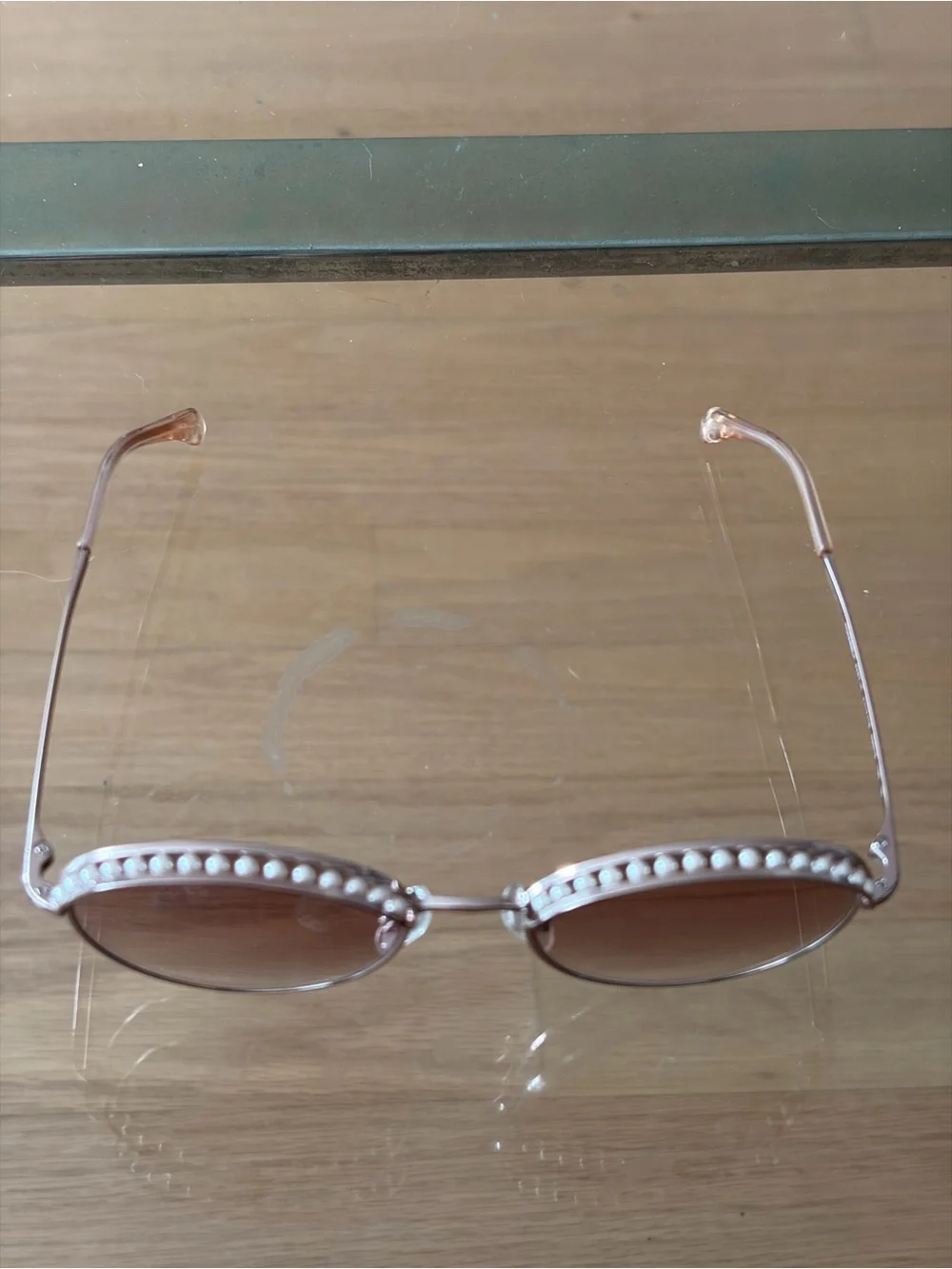 CHANEL Rose Gold Round Sunglasses with Pearl embellishments. Amazing condition.